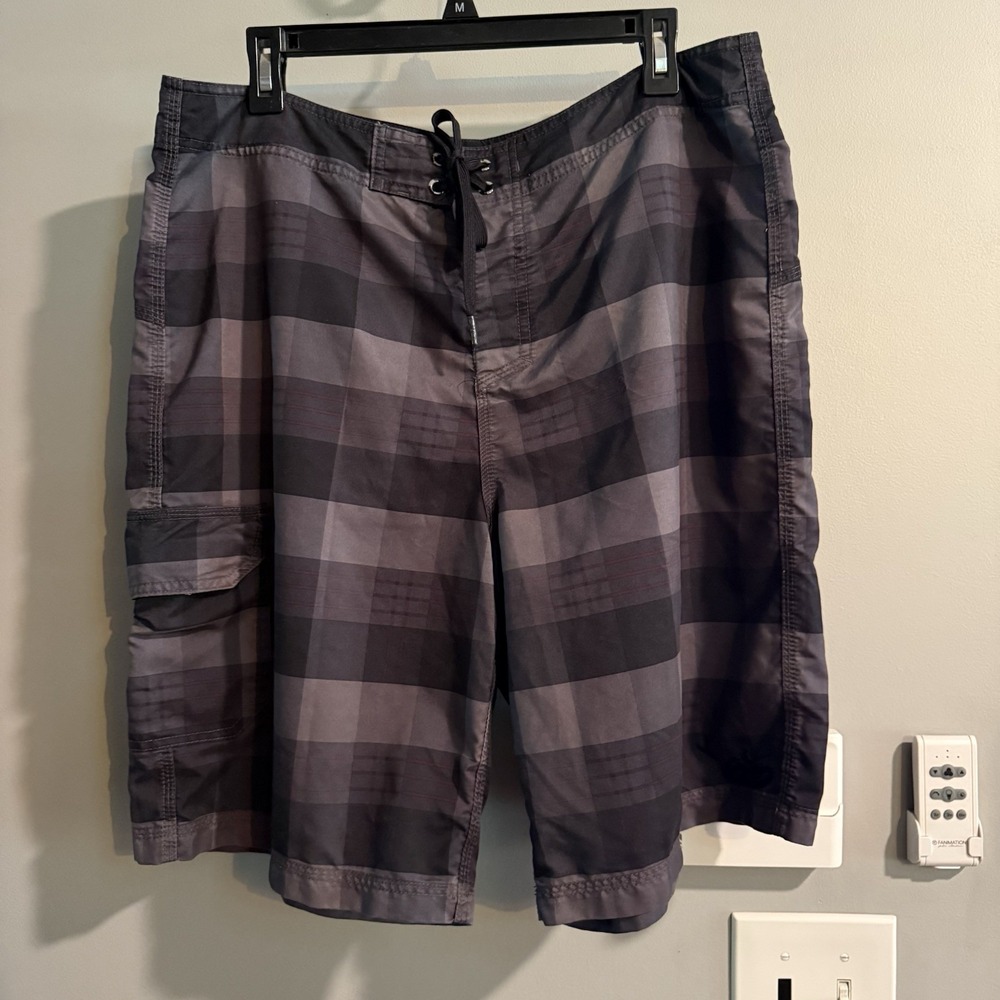 Nike 6.0 Board Shorts Plaid Swim‎ Surf Beach Trunks Pockets Drawstring 36